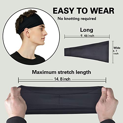 Pilamor Sports Headbands for Men (5 Pack),Moisture Wicking Workout Headband, Sweatband Headbands for Running,Cycling,Footb...