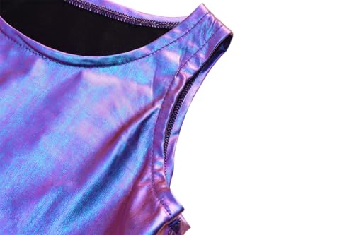 Shekavarld Girls Metallic Dress Kids Sparkly Shiny Dresses Twirl Swing Dresses