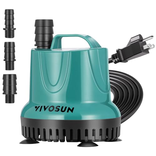 VIVOSUN 260GPH 20W Submersible Water Pump for Fish Tank, Pond, Aquarium, Hydroponic Systems with 6ft Power Cord and 3 Outl...