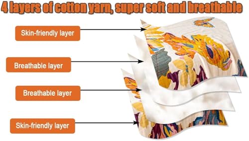 MSGKV Boho Throw Blanket for Couch and Sofa Cotton Cover for Living Room Floral Throw Cozy Blankets (D-Flower and Butterfl...