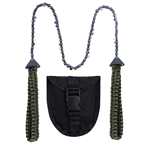Sucrain Pocket Chainsaw with Paracord Handle, Folding Chain Hand Saw, Emergency Outdoor Survival Gear for Camping, Huntin...