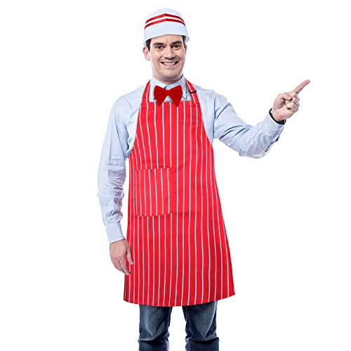 Keymall Waiter Costume Kit-Soda Jerk Costume Kit-Including 3 Pieces Hat Apron Bow Tie For Halloween 1950s Theme Costume