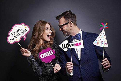 13th Birthday Photo Booth Party Props - 40 Pieces - Funny Official Teenager Birthday Party Supplies, Decorations and Favors