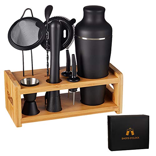 9-Piece Cocktail Shaker Bartender Kit with Stand, Boston Shaker, Mixing Spoon, Muddler, Measuring Jigger, Mesh and Regular...