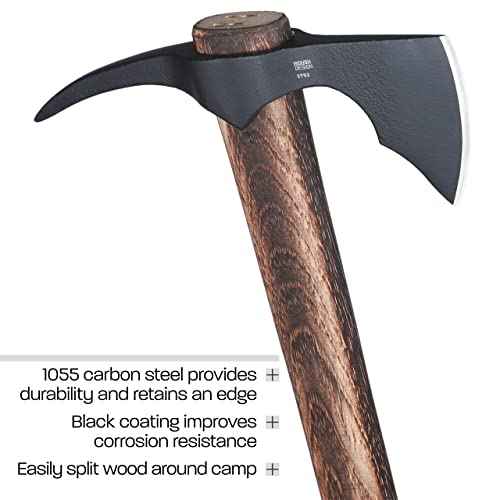 CRKT ODR Axe: Outdoor Survival T-Hawk, 1055 Carbon Steel Axe Head with Spike, Tennessee Hickory Handle 2753