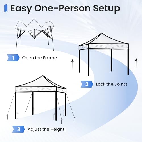 Foristrail Pop Up Canopy Tent Instant Shelter, Portable Outdoor Sun Shade (Light Blue, 10x10 with Sidewalls)