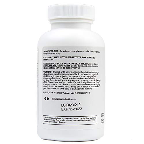Summer Ready Advanced Skin Care Antioxidant Supplement Capsules - Vitamin D3 5000IU Plus Nicotinamide/Niacinamide/Niacin 5...