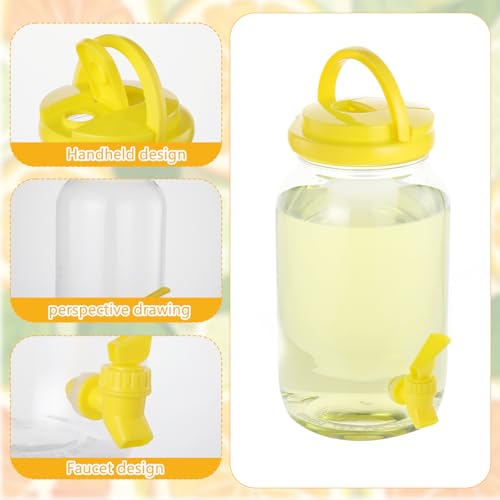 2 Pcs Plastic Beverage Dispenser with Spigot and 40 Pcs Lemon Paper Party Cups Kitchen Fridge Clear Plastic Drink Summer B...