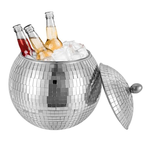 JAYGOVAN 8" Disco Ball Ice Bucket for Party Beer Buckets Beverage Tub Wine Champagne Bucket Trendy Disco Ball Decorations ...