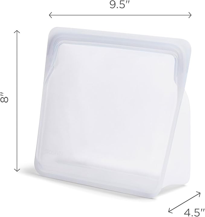 Stasher Silicone Reusable Food Storage Bag, Mega Stand-Up Silicone Large Bag, Reusable Freezer Bag, Microwave, Dishwasher, Oven Safe, Sous Vide, Eco Friendly, 104 oz, Clear