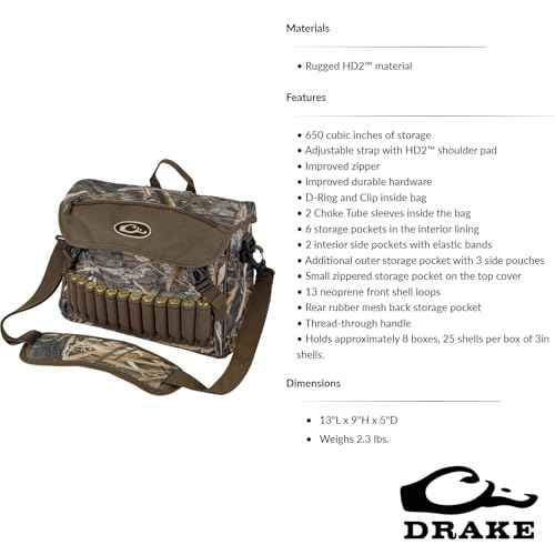 DRAKE Durable Water-Resistant Versatile Waterfowl Hunting Everyday Carry Shoulder Bag 2.0 w/Adjustable Strap - 13"Lx9"Hx5"D