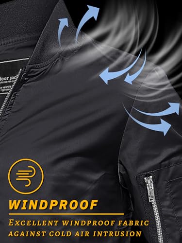 TACVASEN Men's Bomber Jacket Lightweight Casual Spring Fall Windbreaker Zip Up Coat with Pocket