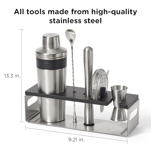 Rabbit Classic Bar Tool Set – 6-Piece Stainless Steel Cocktail Shaker & Barware Kit with Stand – Premium Home Bar Tools fo...