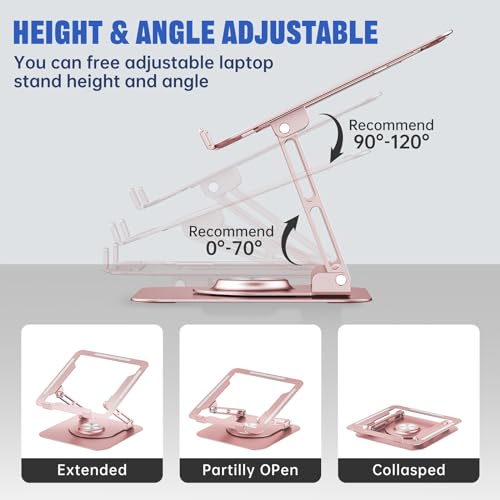 JOYEKY Laptop Stand for Desk, Adjustable Computer Stand with 360° Rotating Base, Ergonomic Laptop Riser for Collaborative ...