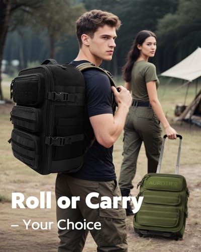 Rolling Tactical Laptop Backpack, Underseat Travel Backpack with Wheels, 16 Inch Wheeled Military Computer Backpack for Me...