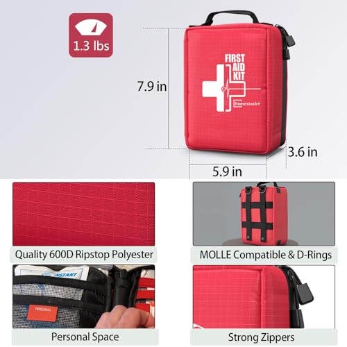 First Aid Kits - Compact First Aid Kit with Labelled Compartments Molle System Premium Emergency Kits for Home, Office, Ca...