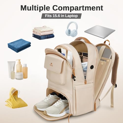 MATEIN 18x14x8 inches Travel Backpack with Shoe Compartment, Waterproof Personal Item Bag with Rain Cover, 15.6 inch Women...