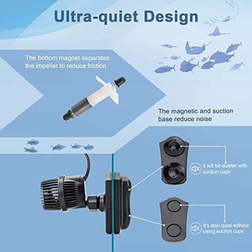 hygger 2100 GPH Aquarium Wave Maker Pump with Strong Magnetic Suction Base, Ultra-quiet 360 Degree Rotating Submersible Po...
