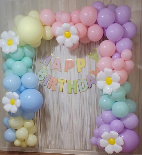 100-Pack Mix Macaron Balloons Kit, Helium Quality Paetel Pink Blue Purple Green and Yellow Latex Balloons for Birthday, Ba...