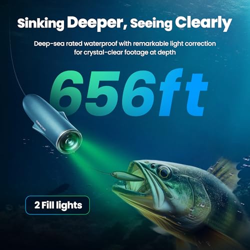 CanFish Fishing CamX Fishing Finders Camera, HD 1080P &136°Ultra-Wide-Angle,656FT ROV Waterproof Motion Sensing Segmented ...