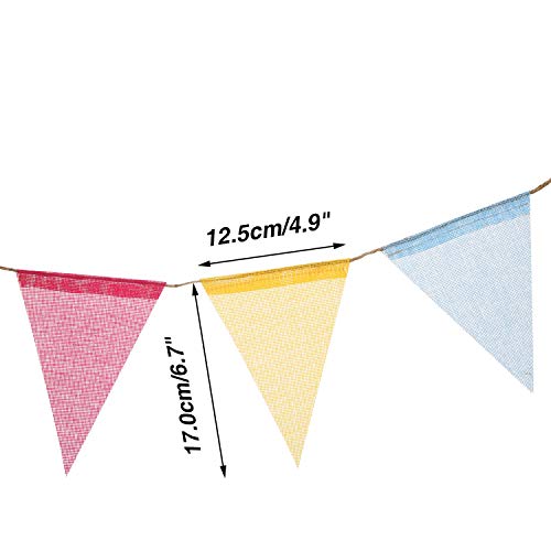 Boao 48 Pieces 36 Feet 4.9x6.7 Inch Colorful Pennant Flags Banner Imitated Burlap Bunting Banner Triangle Flag Garland for...