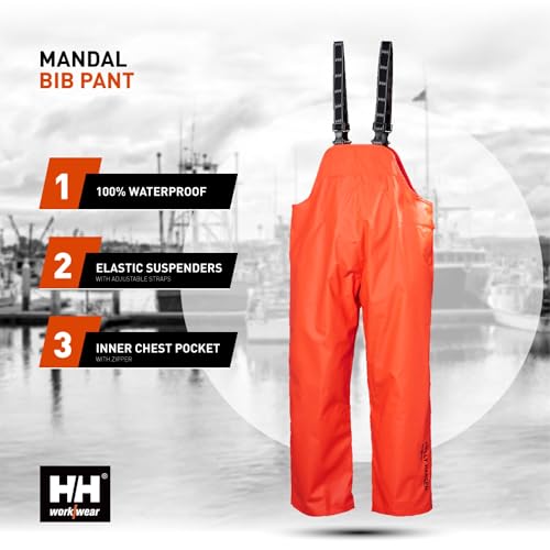 Helly-Hansen Mandal Waterproof Bib Overalls - PVC Rain Gear for Men - Fishing Pants for Men - Heavy-Duty Work Overalls