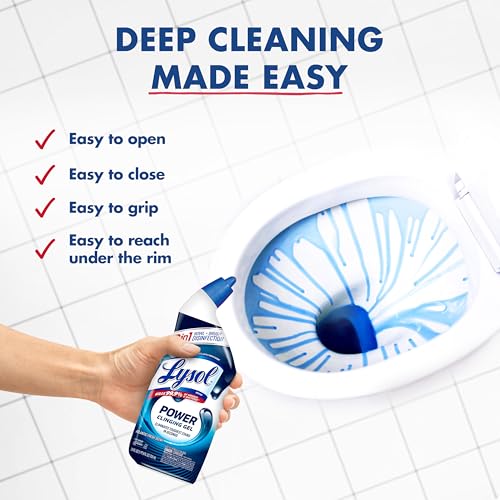 Lysol Toilet Bowl Cleaner, Max Strength Bathroom Cleaning Supplies, Toilet Bowl Cleaner Clinging Gel, Home Essential, Inst...