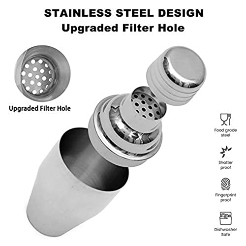 Delidge 12oz Cocktail Shaker Small Single Bar Shakers Bartending Stainless Steel Espresso Shaker for Martini Margarita Alc...