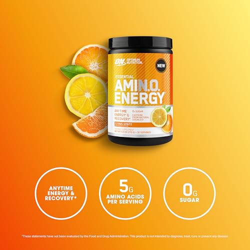 Optimum Nutrition Amino Energy Powder – Energy & Focus Pre Workout with Amino Acids, BCAA, Green Tea Caffeine & Coffee, Mu...