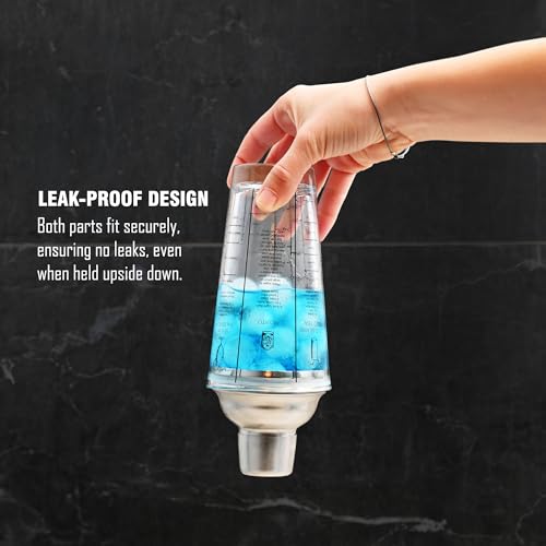 EVERYDAY COCKTAIL - Professional Glass Cocktail Shaker 14 oz, Martini Shaker with Recipes and Measurements, Built-in Strai...