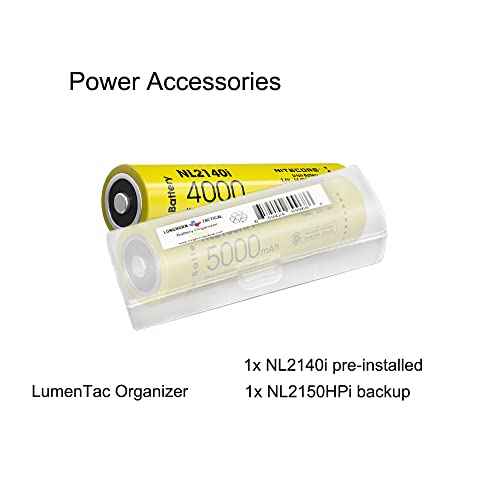 Nitecore Power Bundle P10i+NL2150HPI (P10i) 1800 Lumen USB-C Rechargeable Tactical Flashlight, Strobe Ready with LumenTac Organizer