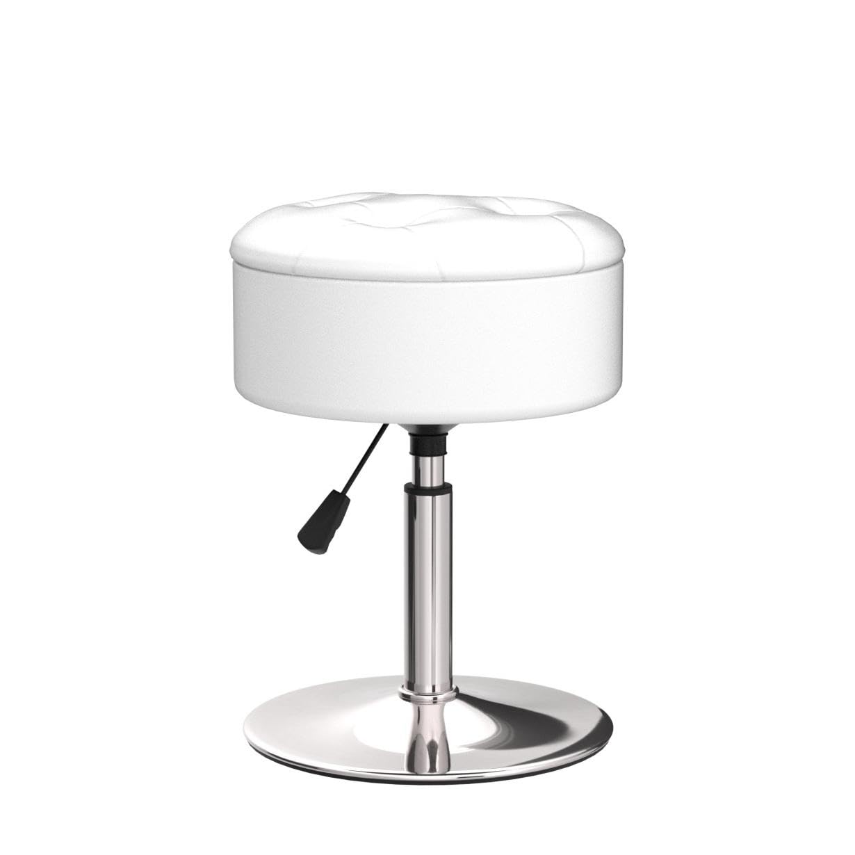 LUE BONA 360°Swivel Vanity Stool Chair for Makeup Room, Height Adjustable Stool for Vanity with Storage, Small White Faux Leather for Bathroom, Living Room