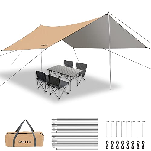 Hammock Rain Fly, 12x10FT Camping Tarp with Poles, Waterproof and Ultralight Survival Tent Tarp for Outdoors, Camping, Hik...
