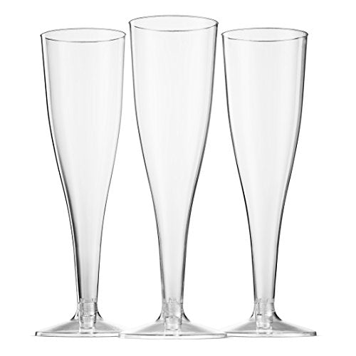 30 Pack Disposable Clear Plastic Champagne Flutes - 5 Oz Toasting Glasses for Wedding Party, Cocktail, Mimosa