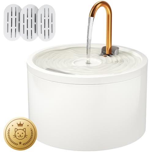 DOOOB Ceramic Cat Water Fountain, 2.1L/71oz Ceramic Cat Fountain, Automatic Ceramic Water Fountain for Cats, Pet Water Fou...
