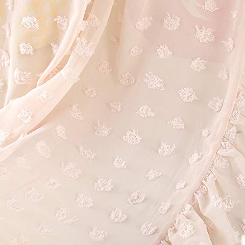 Wonder Space Elegant Kids Bed Canopy - Lace Chiffon Netting with Pom Pom, Princess Girls Fairy Dream Tent, Nursery Room Ba...