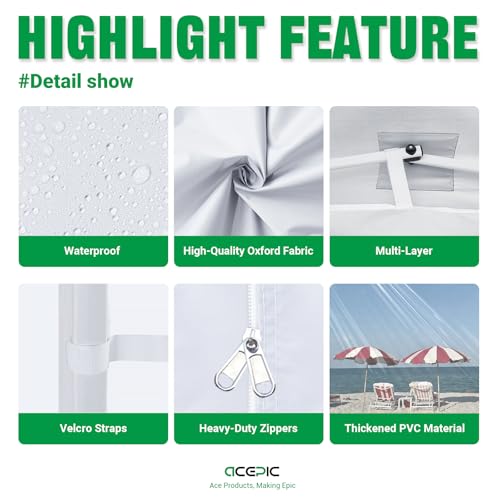 Acepic Clear Canopy Sidewalls for 10x10 Pop Up Tent, Transparent Window Curtain Cloth, 8 Mil PVC Enclosure Fabric with Zip...