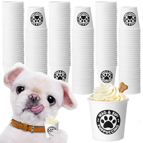 Yungyan 100 Pcs 3 oz Tiny Pup Cups for Dogs Mini Cups for Cream Mini Dog Paw Disposable Paper Container for Cafe Bar Pet T...