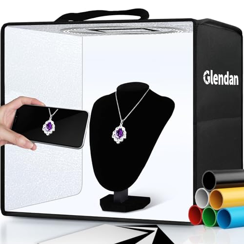 Glendan Portable Photo Studio Light Box,12"x12" Professional Dimmable Shooting Tent Kit with 112 LED Lights & 6 Backdrops ...