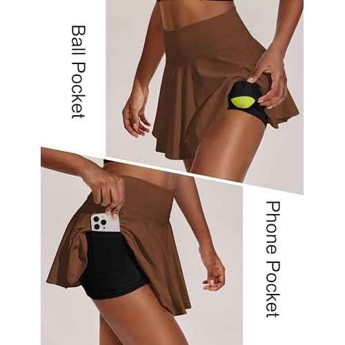 PINSPARK Womens Tennis Skirt Pleated Athletic Skirts with Pockets Shorts High Waisted Golf Skort for Workout Pickleball