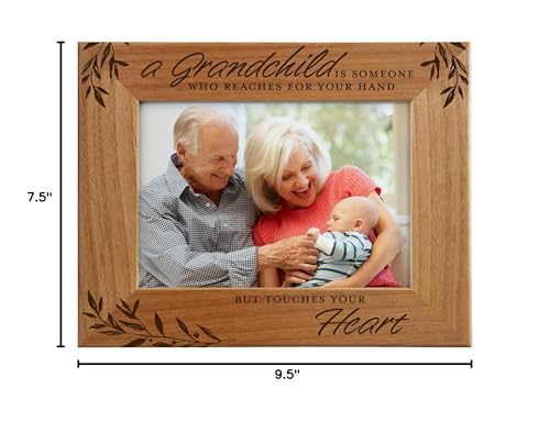 CEDAR CRATE MARKET Grandparent Gifts, Grandparent Picture Frame - Laser Engraved Natural Alder Wood Horizontal Photo Frame, Easel Back, Wall Mount Fits 5x7 Horizontal Portrait Sentimental Gift