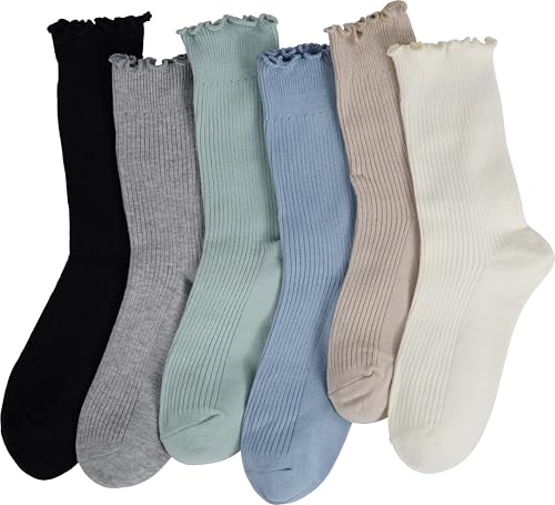BomKinta Ruffle Socks Women - Turn-Cuff Frilly Sock - Lightweight Cotton Socks
