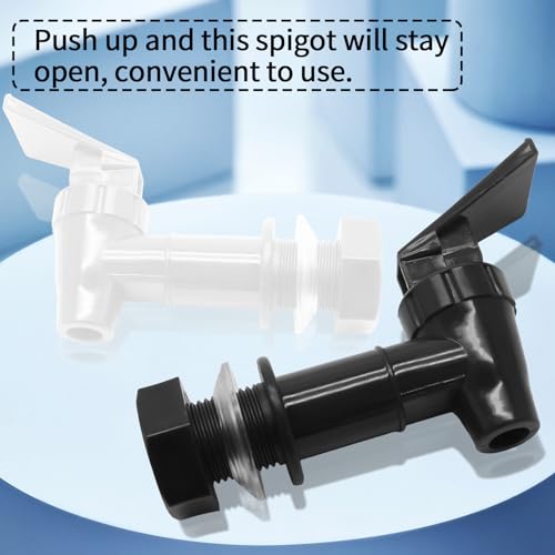 Hordion Plastic Spigot Replacement Cooler Faucet, 2 Sets Water Jug Spigot BPA Free Dispenser Valve Reusable Bucket Tap, Bl...