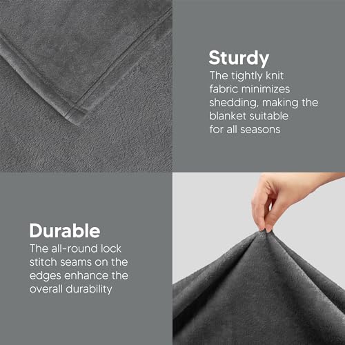 Utopia Bedding Fleece Blanket Queen Size Grey (90x90 Inches) Ultra Soft Warm Lightweight Microfiber Breathable Anti-Static...