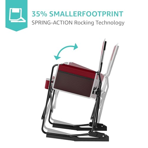 Rocking Camping Chair Rocker, Folding Chair Lawn Chairs with Cup Holders Foldable Outdoor Freestyle Cinnamon