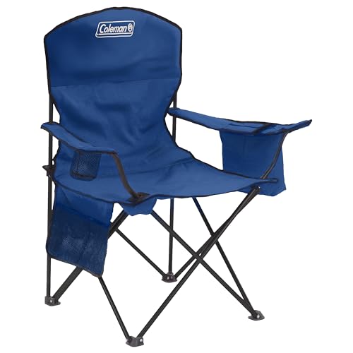 Coleman Portable Camping Chair with 4-Can Cooler, Cushioned Seat & Back with Side Pockets & Cup Holder, Carry Bag Include...