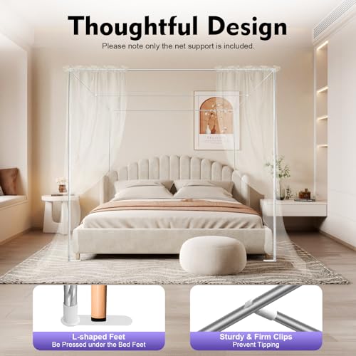Siujan Stainless Steel Bed Canopy Frame 6.5FT Silvery