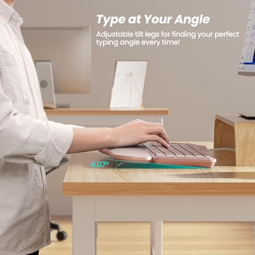 Nulea RT05C Wired Ergonomic Keyboard, Split Keyboard with Cushioned Wrist Rest, Adjustable Tilt Legs, Plug and Play, USB C...