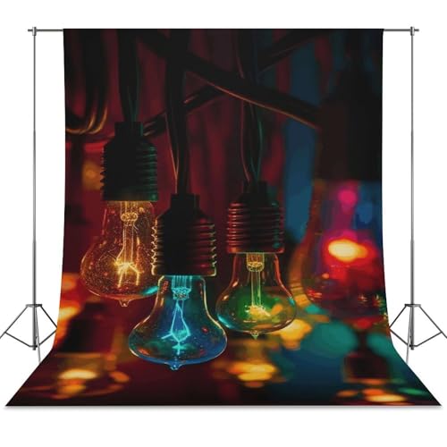 Colored Light Bulbs Backdrop Background for Photography High Density Polyester Fabric Background Banner Seamless Photo Boo...