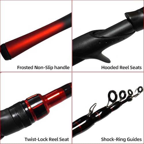 Kilitn Fishing Rod and Reel Combo, Baitcasting Combo Baitcast Reel 5 Foot Durable Fiberglass Telescopic Rod with Fishing L...